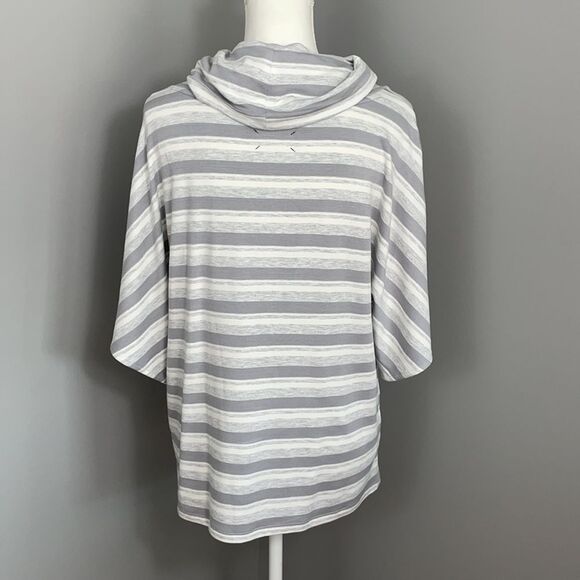 Lou & Grey Cowl Neck Short Sleeve Striped Sweater. Size Medium. New with… - Picture 4 of 11